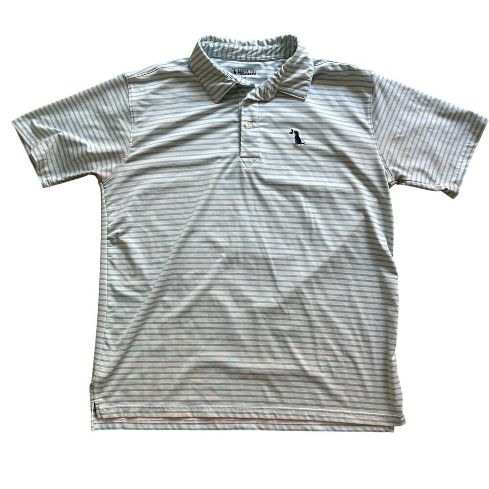 Local Boy Outfitters Men’s Performance Polo Golf Shirt Blue White Stripe Medium